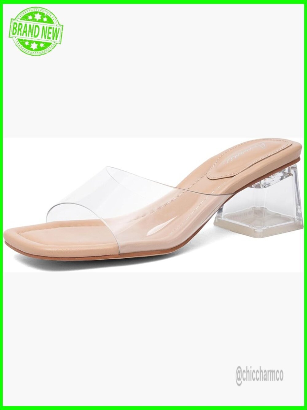 Clear Low Block Chunky Heels Sandals Open Toe Backless Mule Party Dress Pumps
